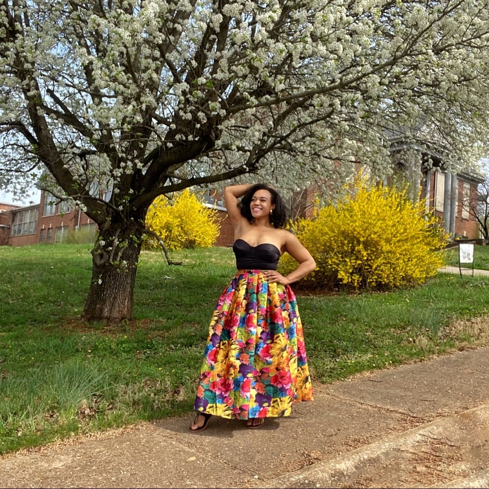 Ark & Co floral A-line full circle maxi long skirt - Picture 3 of 9